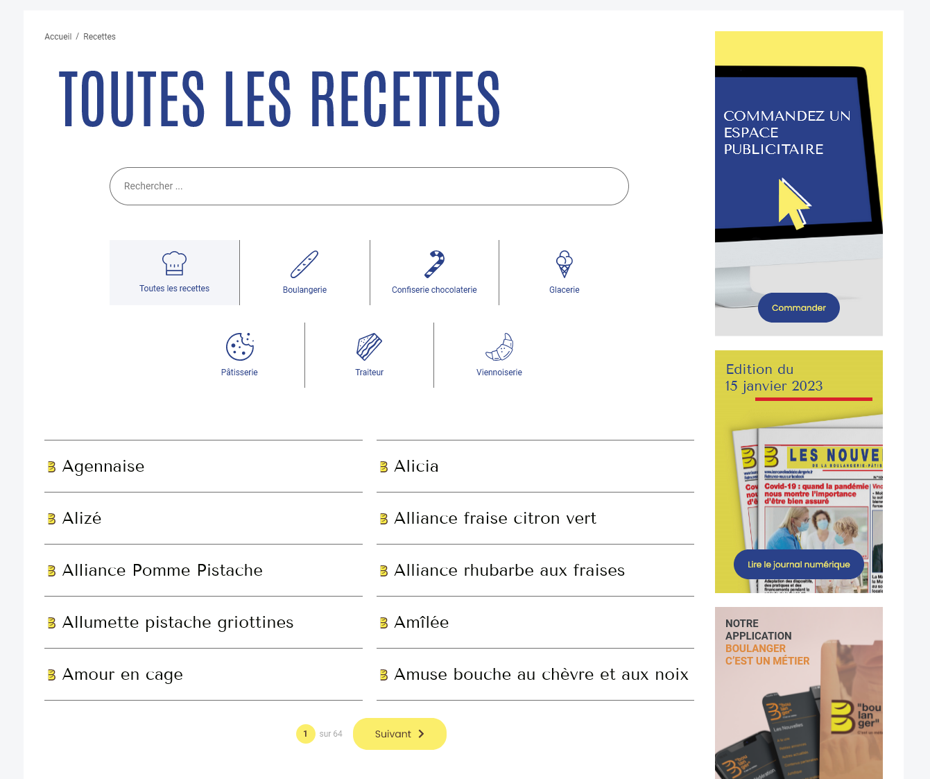 Page personnalisée site ecommerce wordpress Les Nouvelles de la Boulangerie Pâtisserie