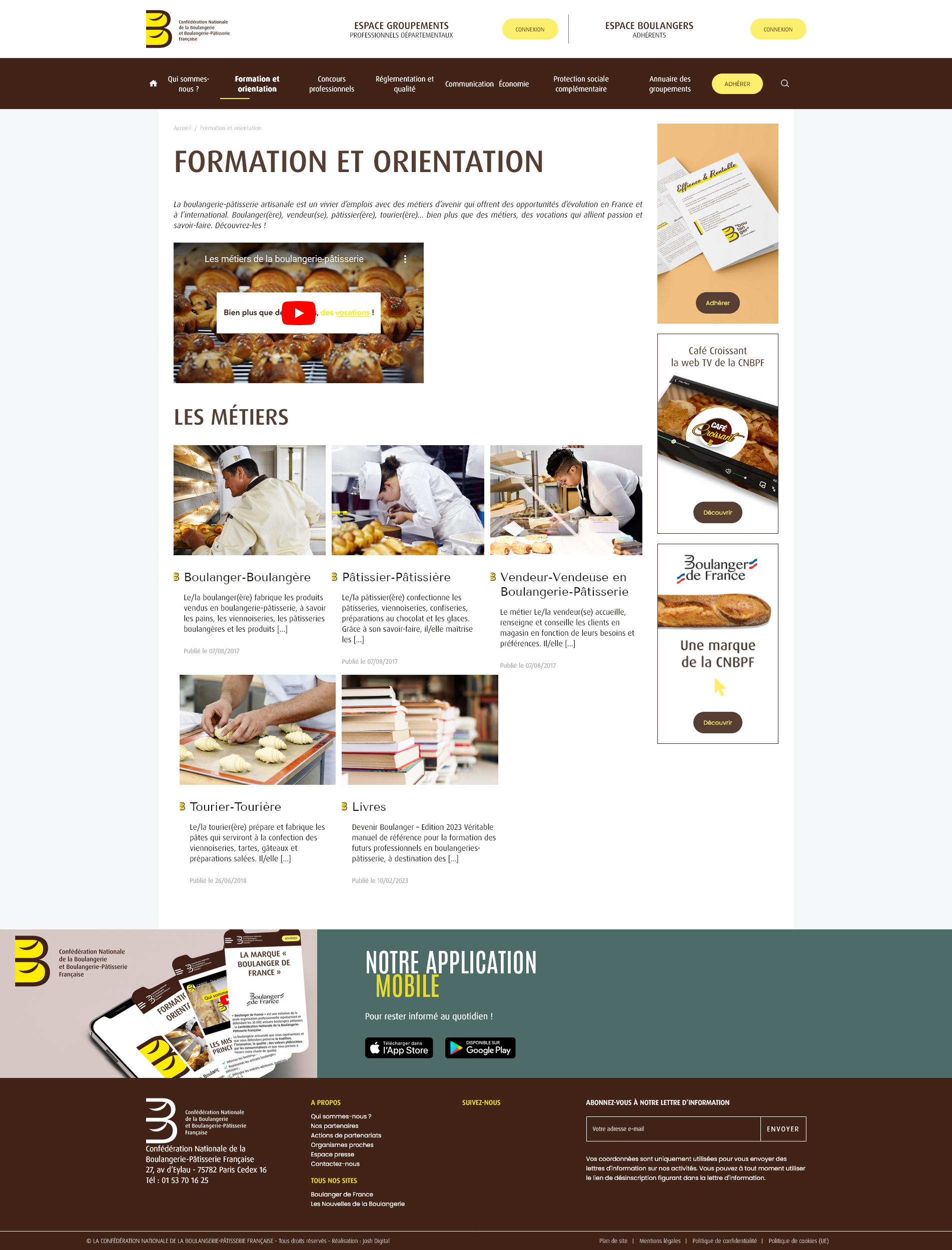 Page de contenu la de Confédération Nationale de la Boulangerie-Pâtisserie Française